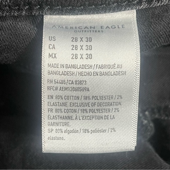 American Eagle Outfitters Mens 28x30 Airflex 360 Skinny Distressed Black Jeans - Picture 7 of 8